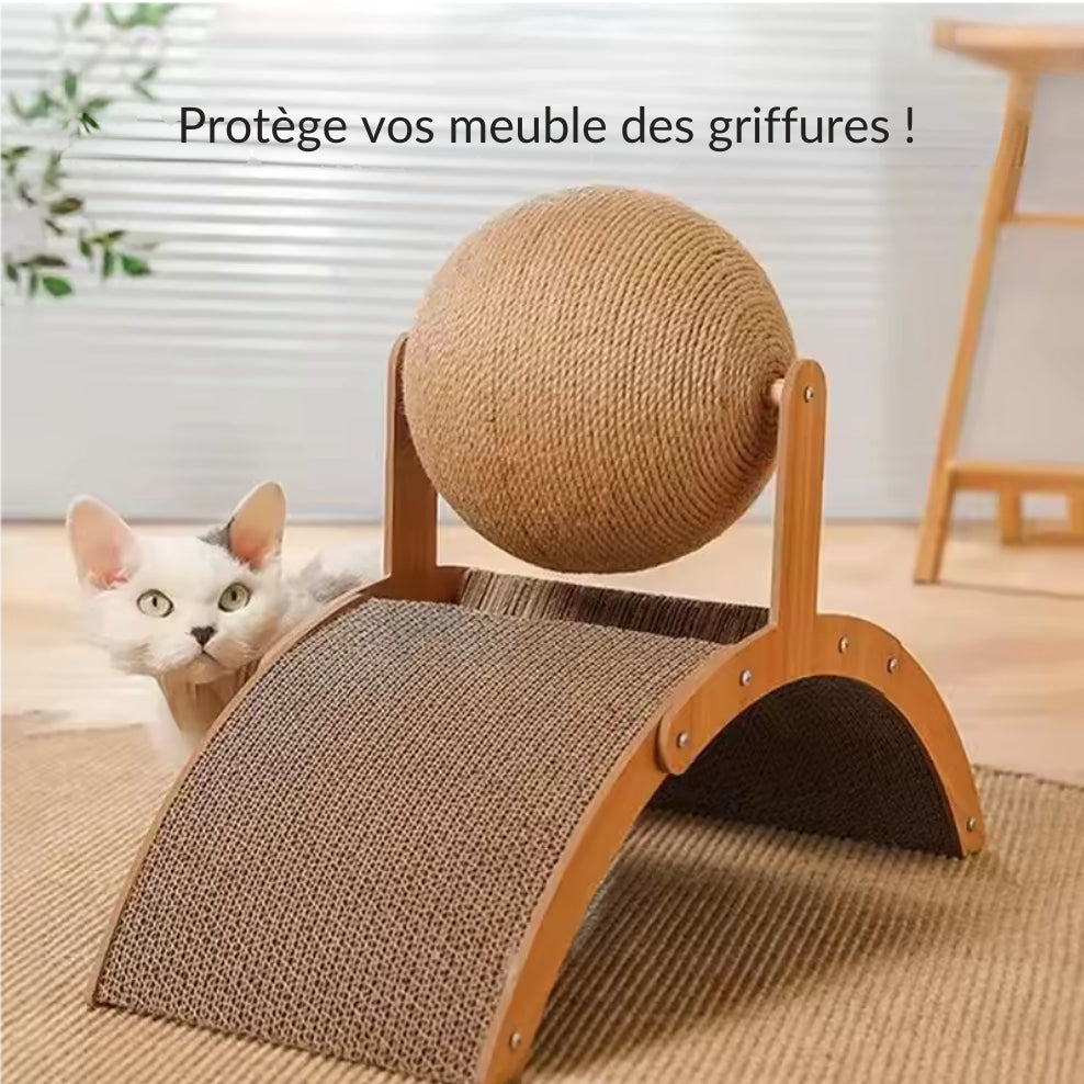 Boule à gratter 2 en 1, grattoir en bois pour chat