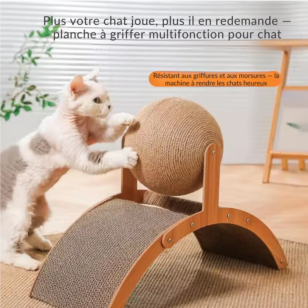 Boule à gratter 2 en 1, grattoir en bois pour chat