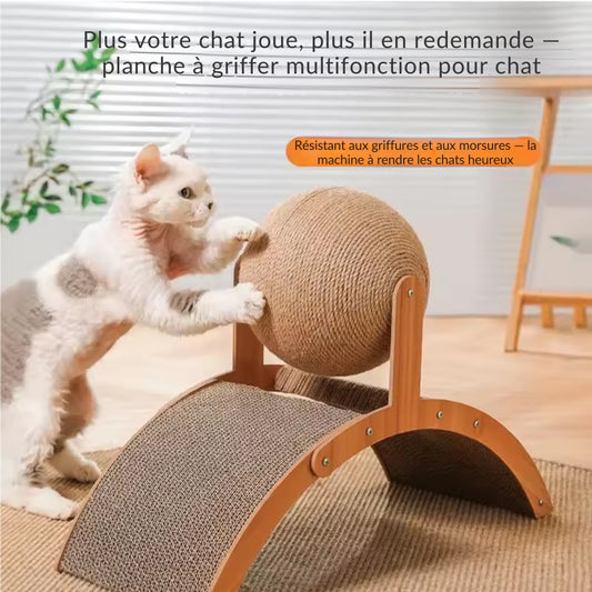 Boule à gratter 2 en 1, grattoir en bois pour chat